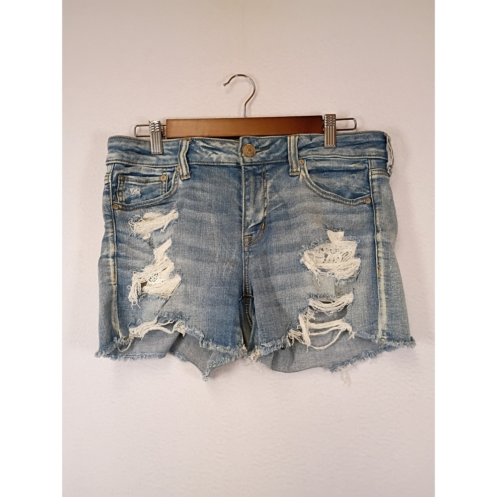 Boho Distressed American Eagle Womens 10 Blue Lace Insert Ne(x)t Level Shorts